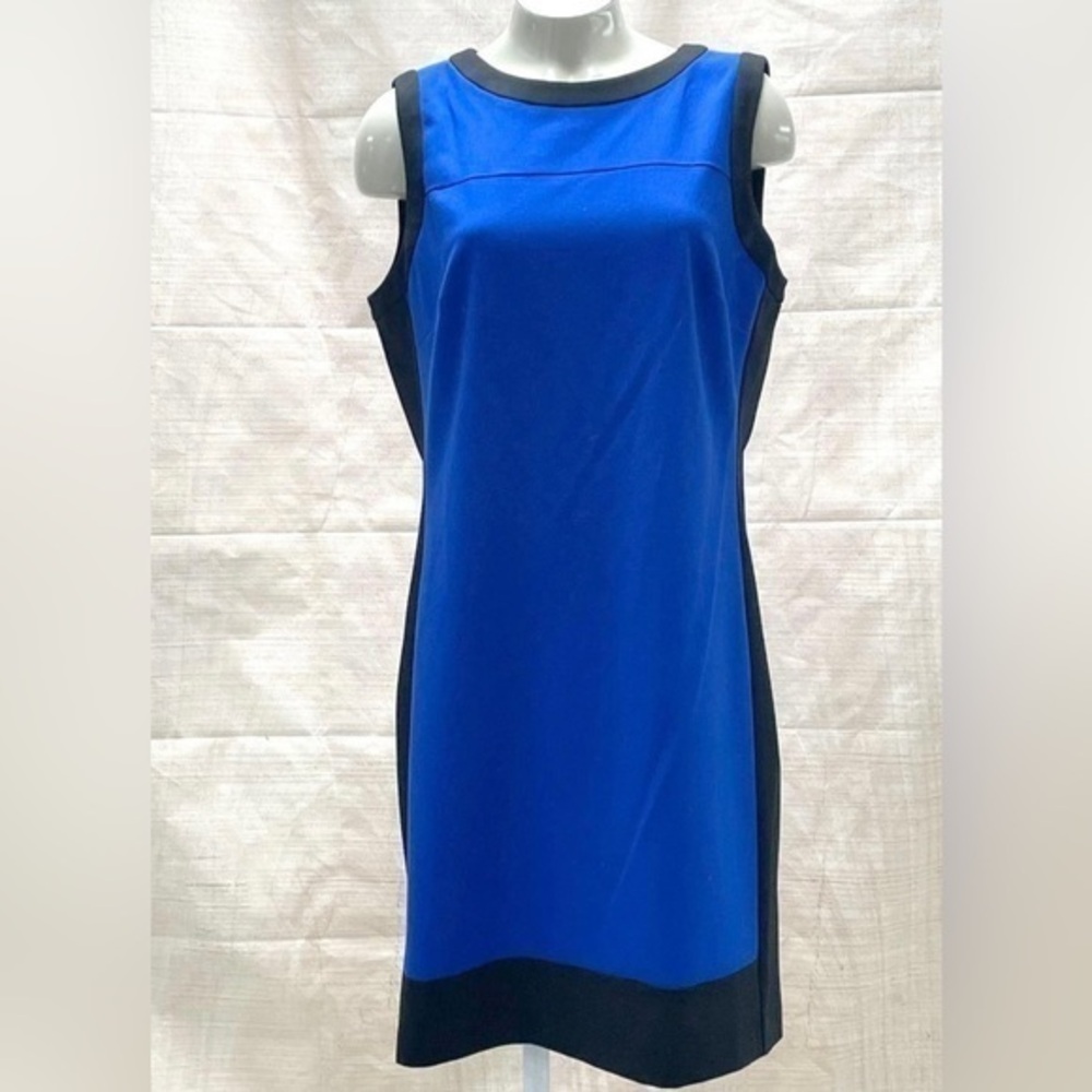 Lauren Ralph Lauren blue and black color block sleeveless shift dress size 12